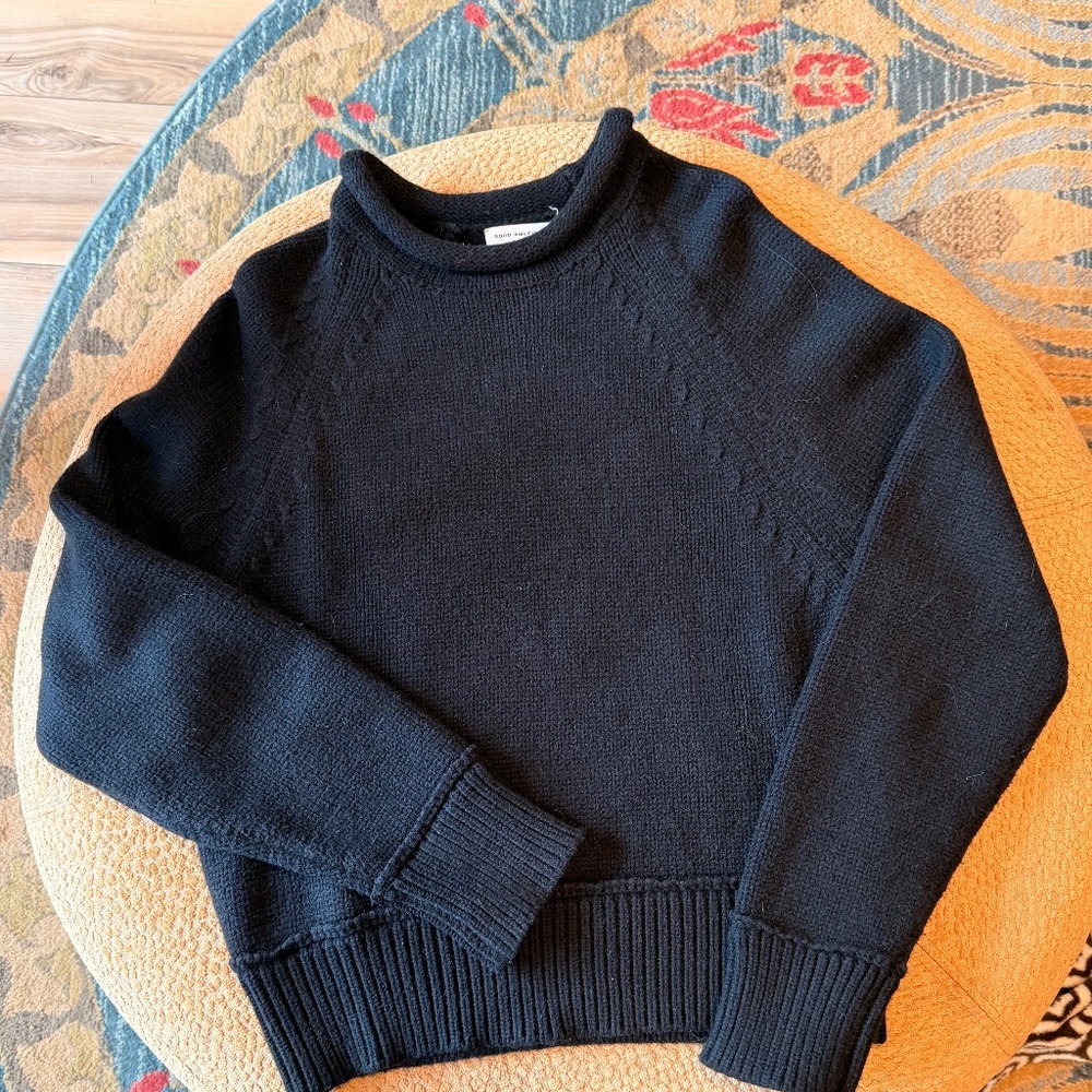 Good American Women's Roll Neck Black Sweater
